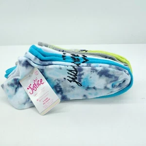 Justice 6 Pairs No-Show Socks Big Girls Size L Shoe 4-10 Tie dye Various Colors - Picture 1 of 7
