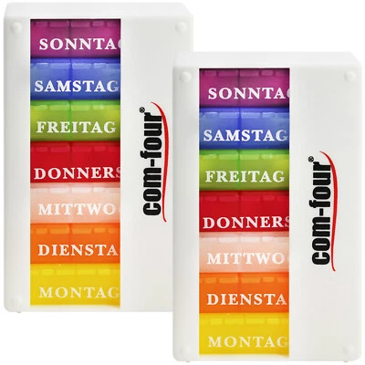 2x Medikamentendosierer 7 Tage - Medikamentenbox (Morgens, Mittags, Abends) weiß