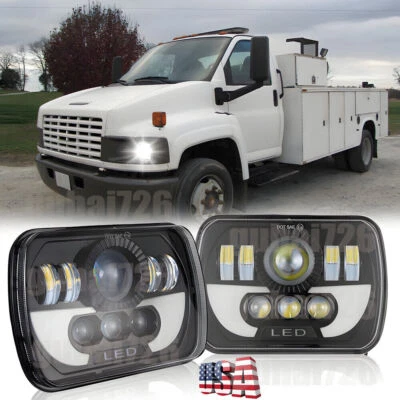 DOT Approved 2pc 7x6" 5x7 LED Rectangle Headlight for GMC C5500 C4500 TopKick - Изображение 1 из 4