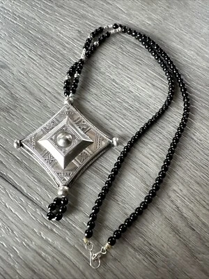 Collier Pendentif ancien " croix du désert " - Argent Massif - Photo 1/3