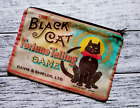 Black Cat Fortune Zipper Pouch Cosmetic Makeup Bag Halloween Handmade to Order