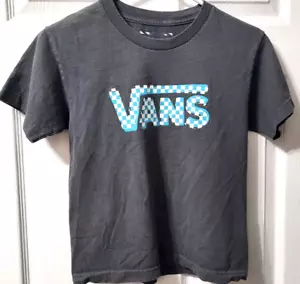 Vans OTW Jungen kleines grau blau weiß kariertes Baumwoll-Grafik-T-Shirt - Bild 1 von 10