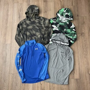 Under Armour Athletic Hoodie Sweatshirt Lot Of 4 Blue Grey Boys Large YLG - Picture 1 of 2