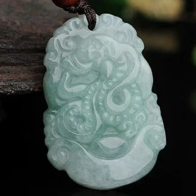 Natural Genuine Green A Jade Jadeite China Style Snake Pendant 生肖蛇 Foto 1 de 4