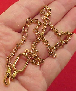 GERMANY GOLDPLATE Vintage BELT CLIP / PANTS WAISTBAND Pocket Watch Chain 13.5in - Picture 1 of 9