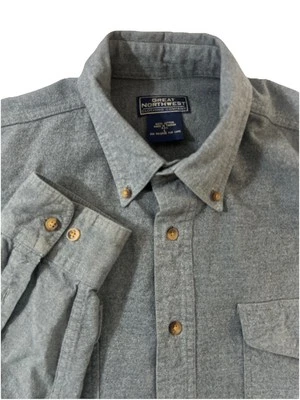 Camisa gris de manga larga con botones de algodón talla L de Great Northwest Clothing Co. para hombre Foto 1 de 4