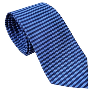 Brooks Brothers Makers Stripped Silk Neck Tie Mens Blue Navy Woven Classic 57" - Picture 1 of 8