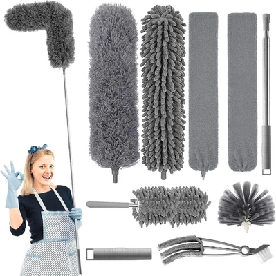 Spolverino Telescopico, 9 Pezzi Togli Ragnatele Allungabile, Spolverino per Polv - Immagine 1 di 4