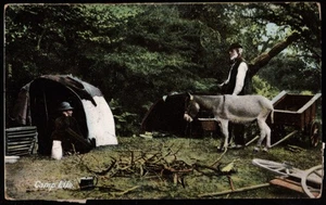 Camp Life Man Woman Donkey Tents as Lived in by Gypsies Postcard - Picture 1 of 2
