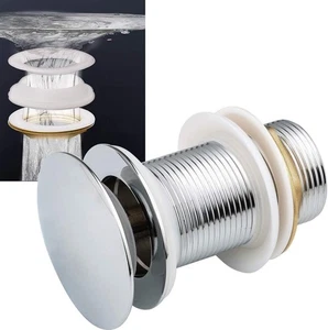 Basin Waste Slotted Pop Up Sink Plug Click Clack Push Button Chrome Bathroom - Bild 1 von 32
