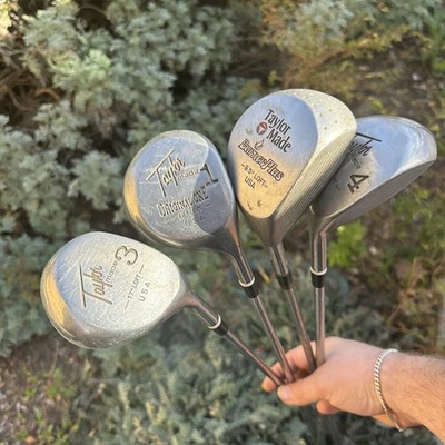 Vtg TaylorMade Set 1 /3 /4 /9.5 Loft Wood Driver Fairway Wood Right Handed - Image 1 of 4