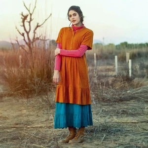 Gudrun Sjoden Organic Cotton Embroidered Dress Pockets Size XL - Picture 1 of 15