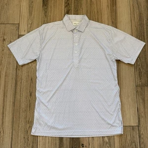 Camisa polo de golf Collars & Co con patrón geométrico de círculos azules talla grande/L usada en excelente estado - Imagen 1 de 6