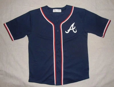 Atlanta Braves MLB / OFFICIAL JUNIOR navy baseball Shirt  / Jersey. Age: 14/16 - Imagen 1 de 4