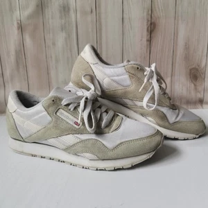 Reebok Womens Classic Nylon Suede Trainers White Light Grey Low Size UK 5 EU 38 - Picture 1 of 10