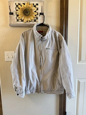 De Colección Antiguo Azul Marino Para Hombre Chaqueta XL Ropa de Trabajo Cremallera Completa Forrada Lona Pesada Abrigo Tostado Foto 1 de 4