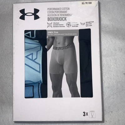 Under Armour Boxerjock Men’s Performance Cotton 3-Pack 6” Boxer Briefs Size XS - Image 1 of 4
