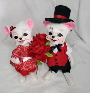 Annalee 2022 Valentine Boy & Girl Mice 6" Dolls Happy Valentine 's Day Rose - Picture 1 of 7