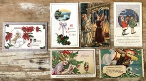 Antique vintage embossed Christmas postcards Santa glitter cherub early 1900's - Picture 1 of 9