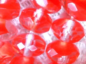 Vtg 50 ORANGE CRYSTAL GIVRE FACETED FIRE POLISHED RONDELLE BEADS 9mm #072917f - Picture 1 of 3