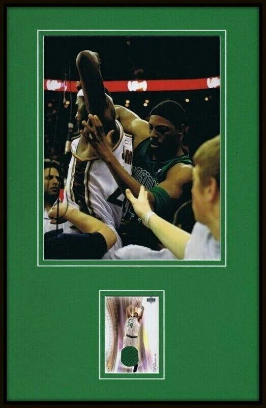 Paul Pierce Framed 11x17 Game Used Jersey & Photo Display vs Lebron UDA Celtics  - Image 1 of 1