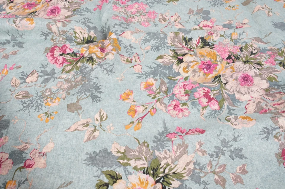 Pure 100% LINEN flower  Soft Fabric 180gsm Flax Clothing fashion floral - Image 1 of 4