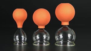 3er Schröpfset 40-60mm m. Ball,Schröpfglas,Schröpfgläser Original Lauschaer Glas - Picture 1 of 2