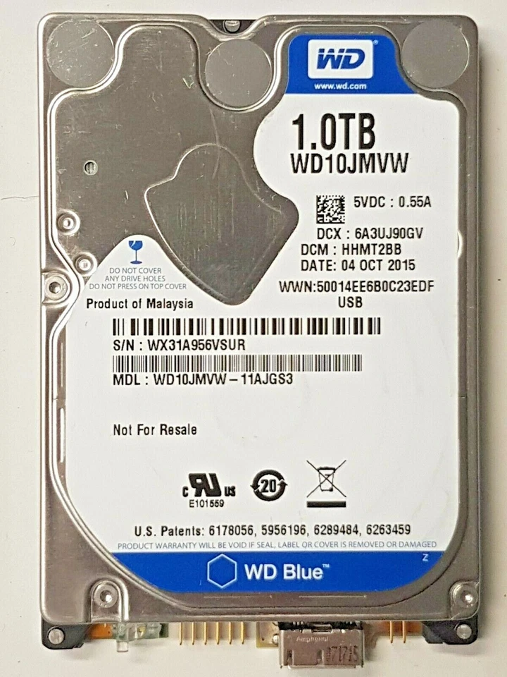 WD10JMVW-11AJGS3 Dcm HHMT2BB Dcx 6A3UJ90GV Sn WX31A956VSUR 04 Oct 2015 Malaysia - Image 1 of 1