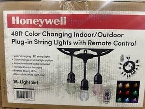 NEW Honeywell In/Outdoor 48' Color Change LED String Lights 15 Bulb FREE SHIP - Picture 1 of 1