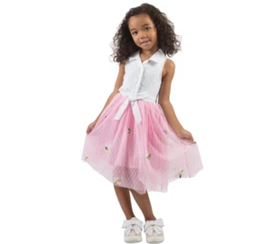 Rare Editions Toddler Girls Eyelet to Embroidery Mesh Skirt Dress Pink Size 3T - Picture 1 of 1