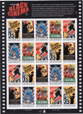 Scott #4340a (4337-4340) Black Cinema Sheet of 20 Stamps - MNH - Image 1 of 3