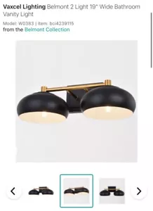 Vaxcel Lighting W0383 Belmont 2 Light 19"W Bathroom Vanity Light - Black - Picture 1 of 5