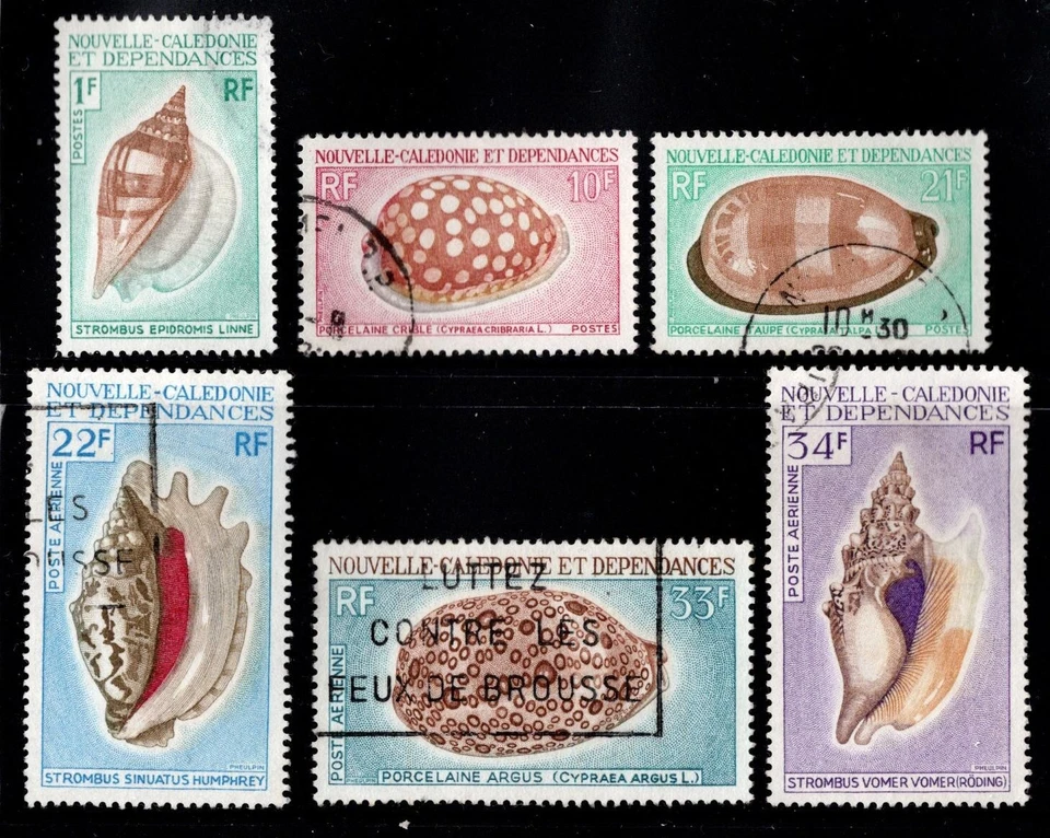 NEW CALEDONIA  #383,384,386,C73-75  USED (SEASHELLS) - Image 1 of 1