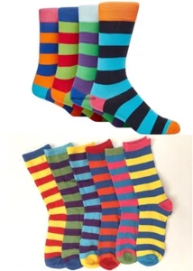 UNISEX Boys Girls SOCKS Bright Colours Striped Ankle Fun EVERYDAY Design Socks - Picture 1 of 8