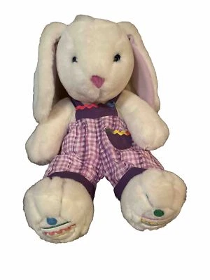 Vtg Commonwealth Easter Bunny Plush White Purple Stuffed Rabbit 1998 Target - Image 1 of 4