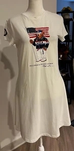 New Polo Bear Ralph Lauren White Kid s Dress, Size 12-14 - Picture 1 of 2