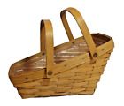 VTG Longaberger Basket - Vegetable with Handles and Liner 2000 Natural Wood