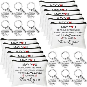 24 Pcs Employee Appreciation Cosmetic Bag Keychains Set Thank You Keyrings Gi... - Picture 1 of 7