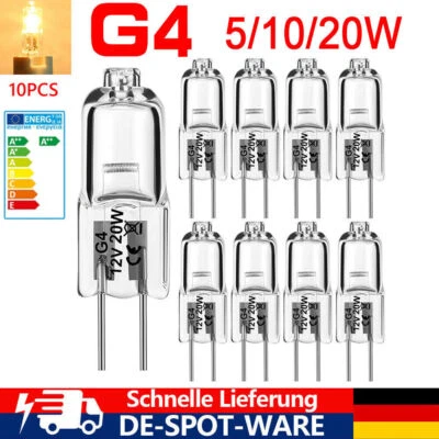 10er Halogen-Lampe Bi-Pin Stiftsockellampe G4 12V 5W 10W 20W dimmbar DE Fqexxmex - Bild 1 von 4
