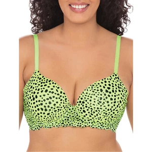 Sujetador Camiseta con Marco de Encaje No Boundaries Damas Mujeres Verde Estampado Animal Talla 36D - Imagen 1 de 3