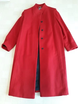 Women's Red "PURE WOOL" Long Dress Coat - Image 1 of 4