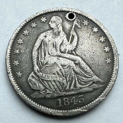 1843 年坐姿自由女神美国半美元银币(1839-1891) | eBay