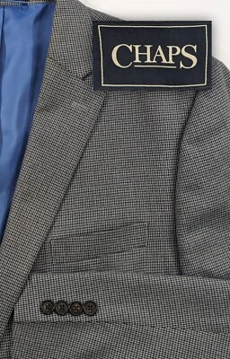 Chaps Ralph Lauren Blazer Suit Jacket Poly Blend  Houndstooth Subtle 46R 50" EUC - Image 1 of 4