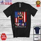 America, Proud 4th Of July Custom Name German Shepherd, USA Flag Patriotic Shirt