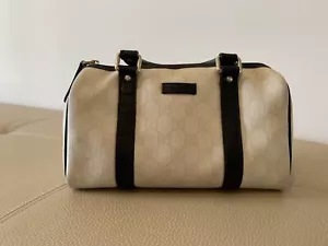 Authentic Gucci Bag White Black Top Handle Designer - Picture 1 of 10