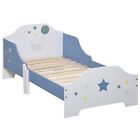 Kids Star Balloon Single Bed Frame with Guardrails Slats Bedroom Furniture
