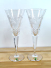 Pair Waterford Crystal Peace Dove Bird Champagne  Wedding Toasting Flutes