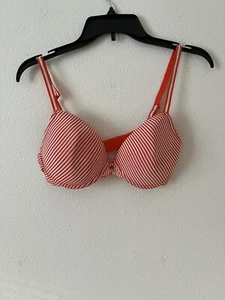 Josie Natori striped orange /white bra 36C - Picture 1 of 6