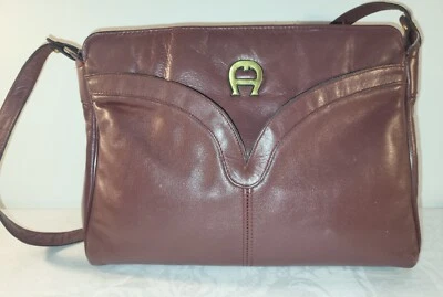 Etienne AIGNER VTG Leather PURSE BAG Cordovan Wine Brown Shoulder Strap Women's - Image 1 of 4