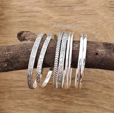 Awesome Designer Silver Bangles  925 Sterling Silver Anniversary Gift Jewelry - Image 1 of 4